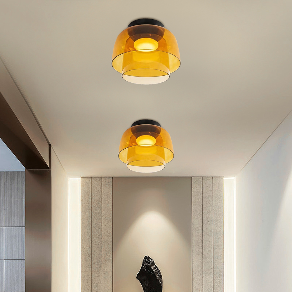 Nordic Designer Corridor Ceiling Light Retro Bedroom Glass Hanging Lamp