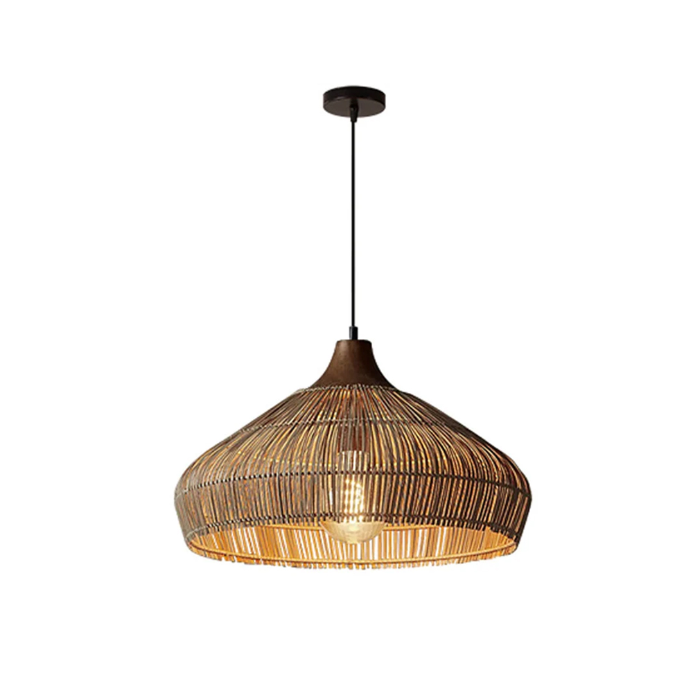 Farmhouse Rattan Pendant Chandelier Wabi-sabi Retro Woven Wicker Light Fixture