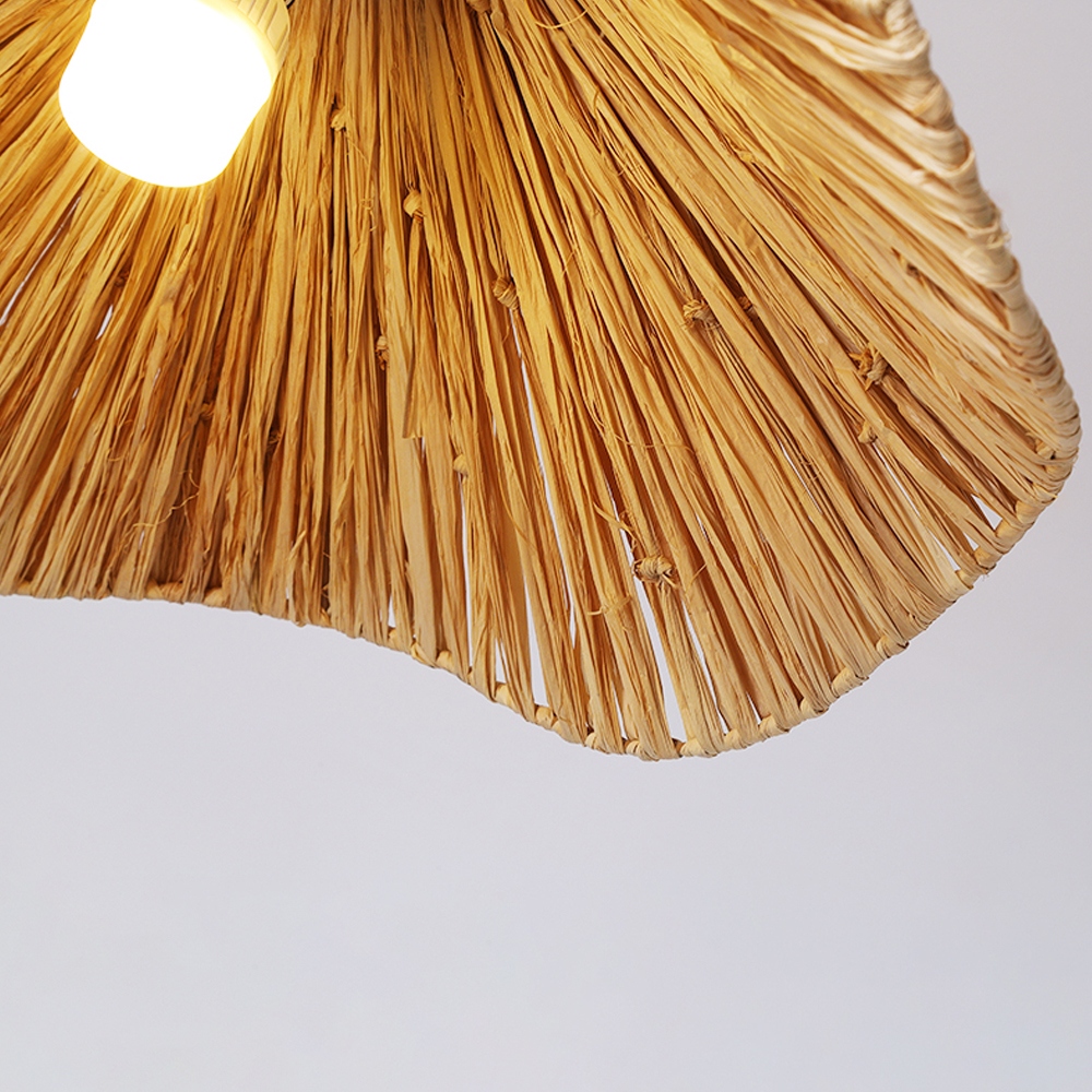 Japanese Creative Straw Hat B&B Woven Rattan Pendant Light Wabi-sabi style Hemp Rope Lamp Shade
