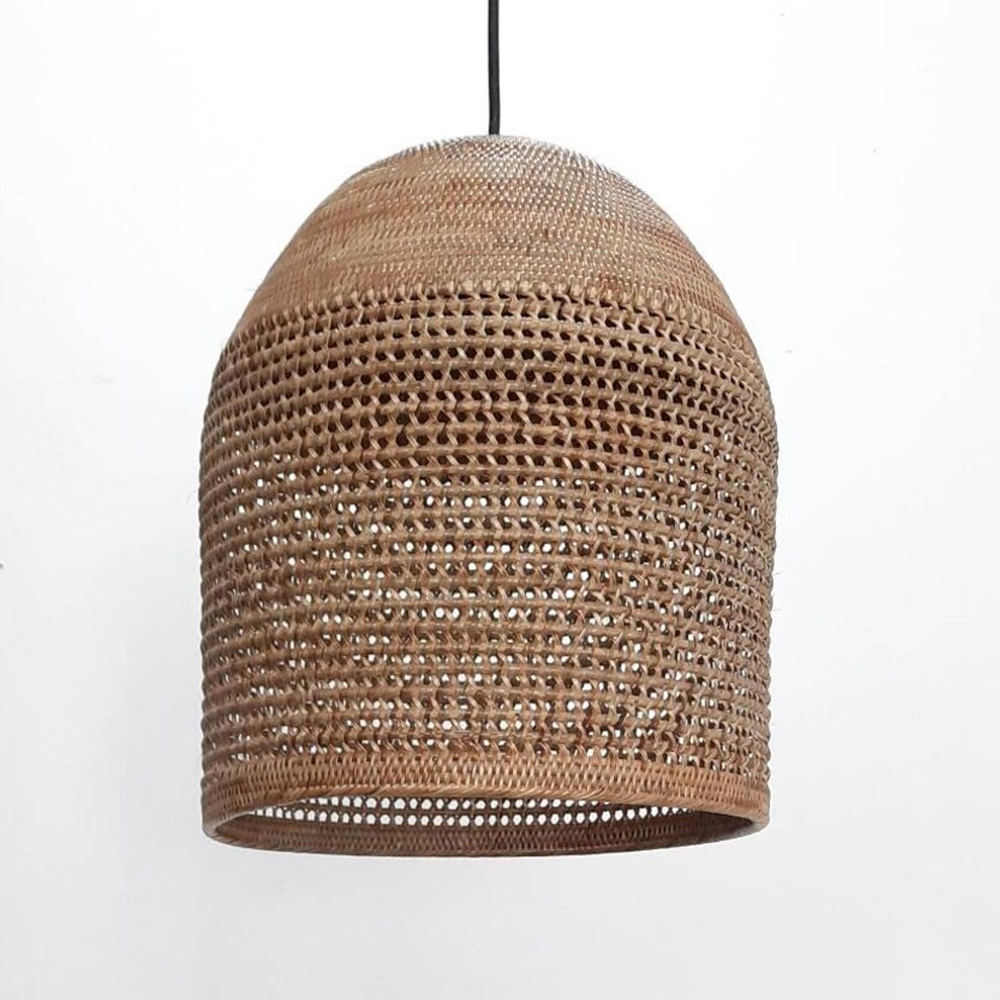 Hand-knitted Rattan Pendant Light Modern Scandinavian Bell Shape Kitchen Island Lighting