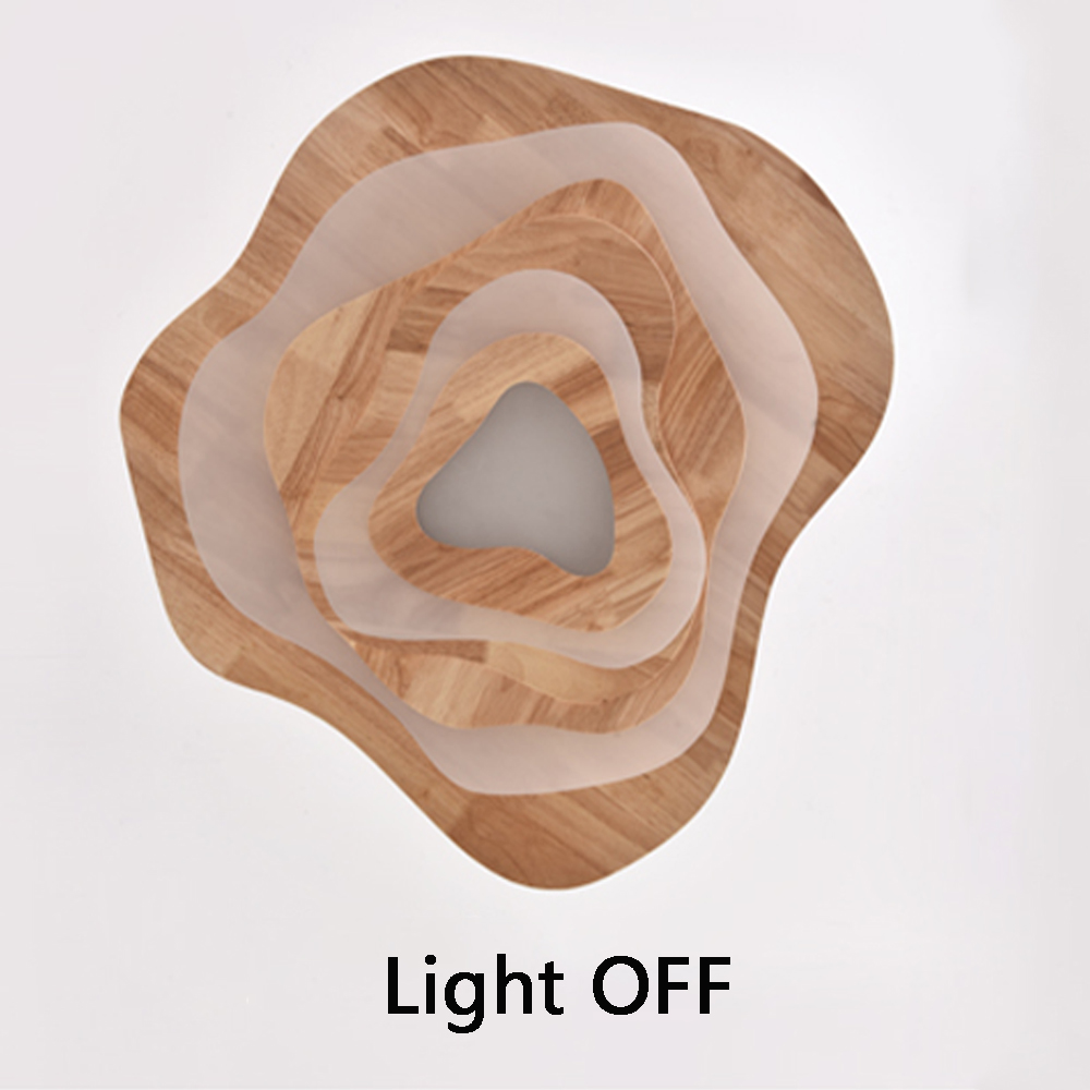 Nordic Irregular Solid Wooden Pendant Light Living Room Dining Room Dimmable Chandelier