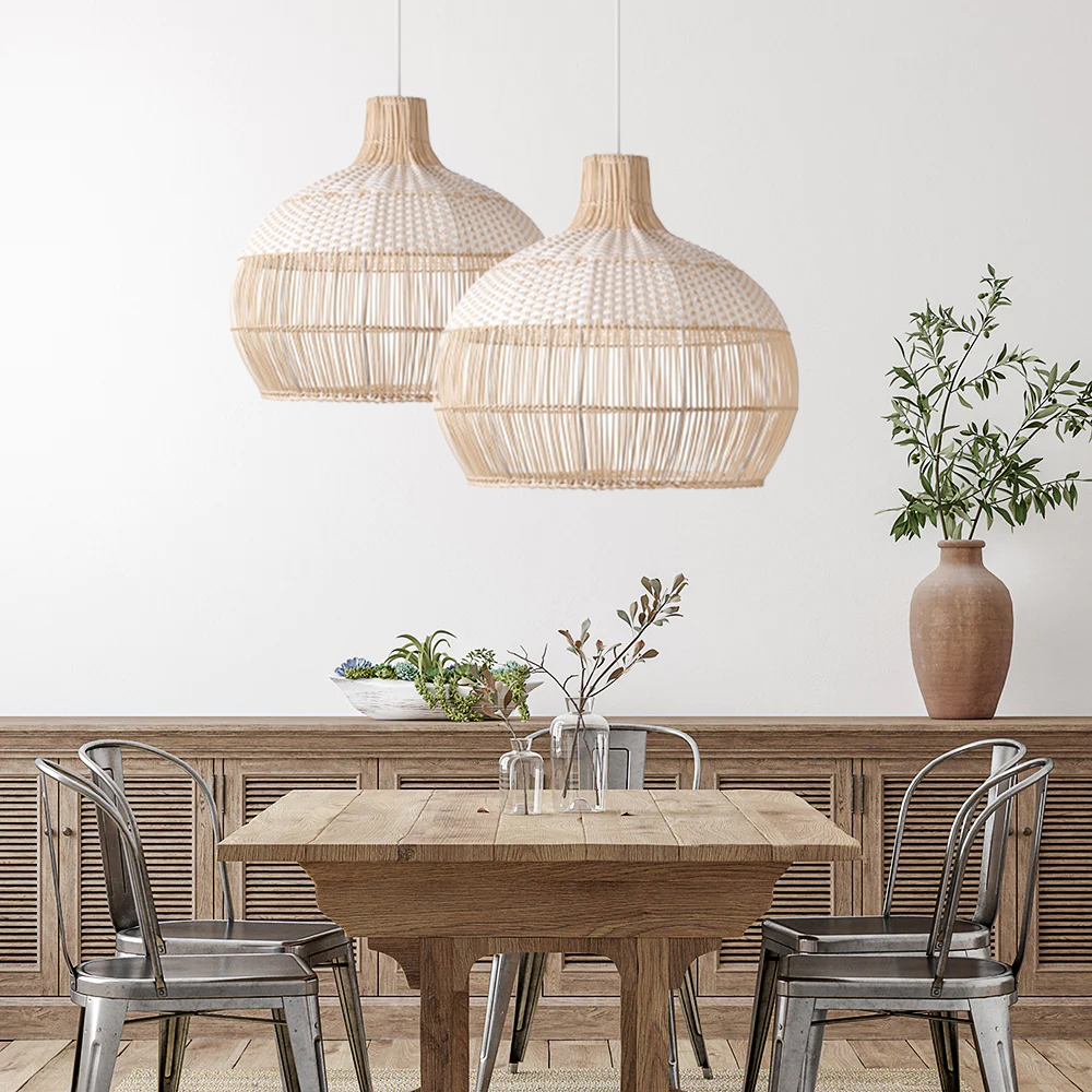 Handwoven Rattan Kitchen Island Pendant Lighting