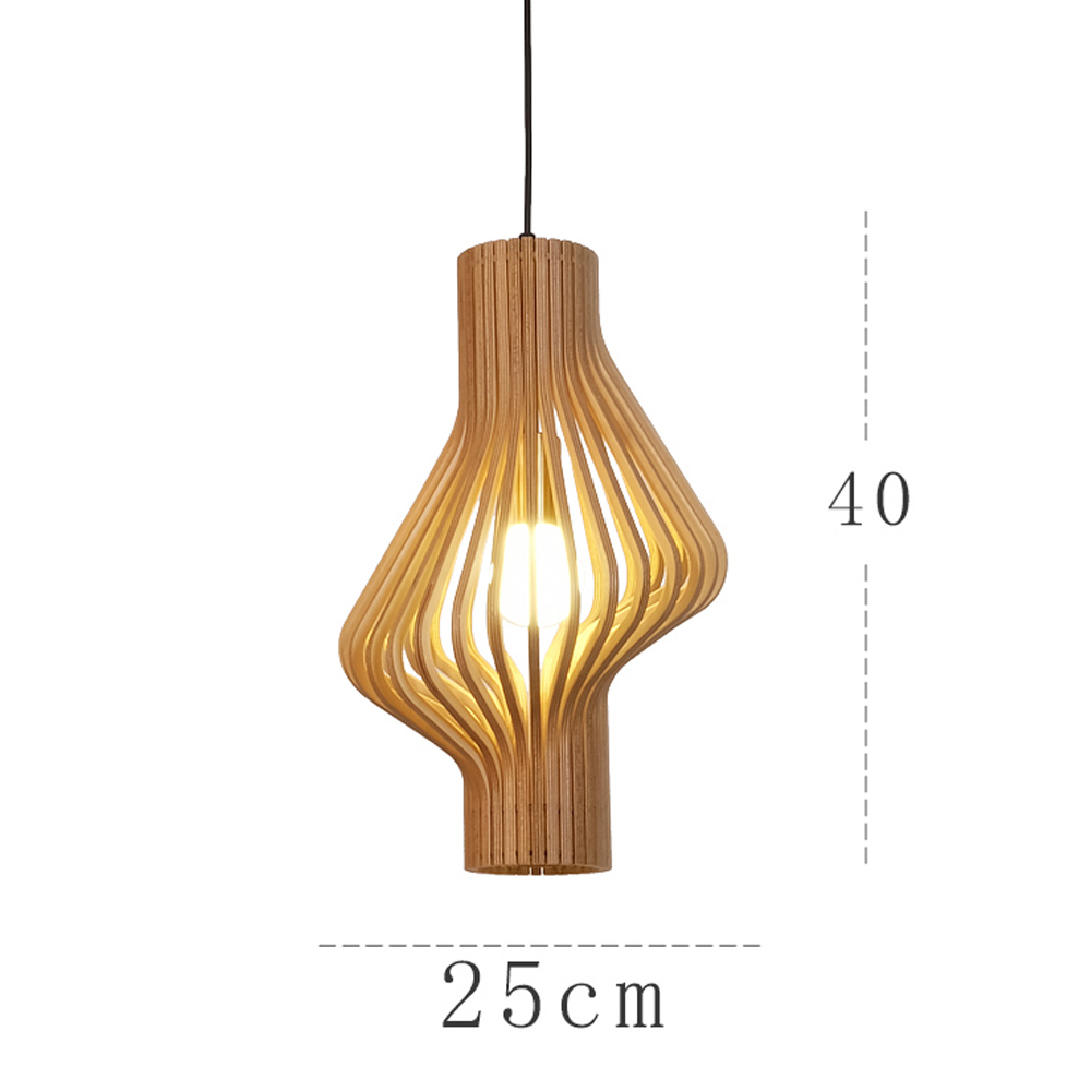 Creative Curved Surface Wooden Pendant Light Designer Art Light B&B Bedside Lamp