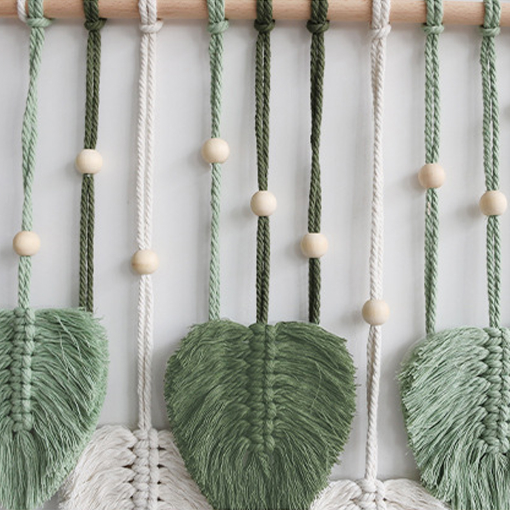 Bohemian Wall Decor Hand-woven Cotton Rope Leaf Tapestry Living Room Design