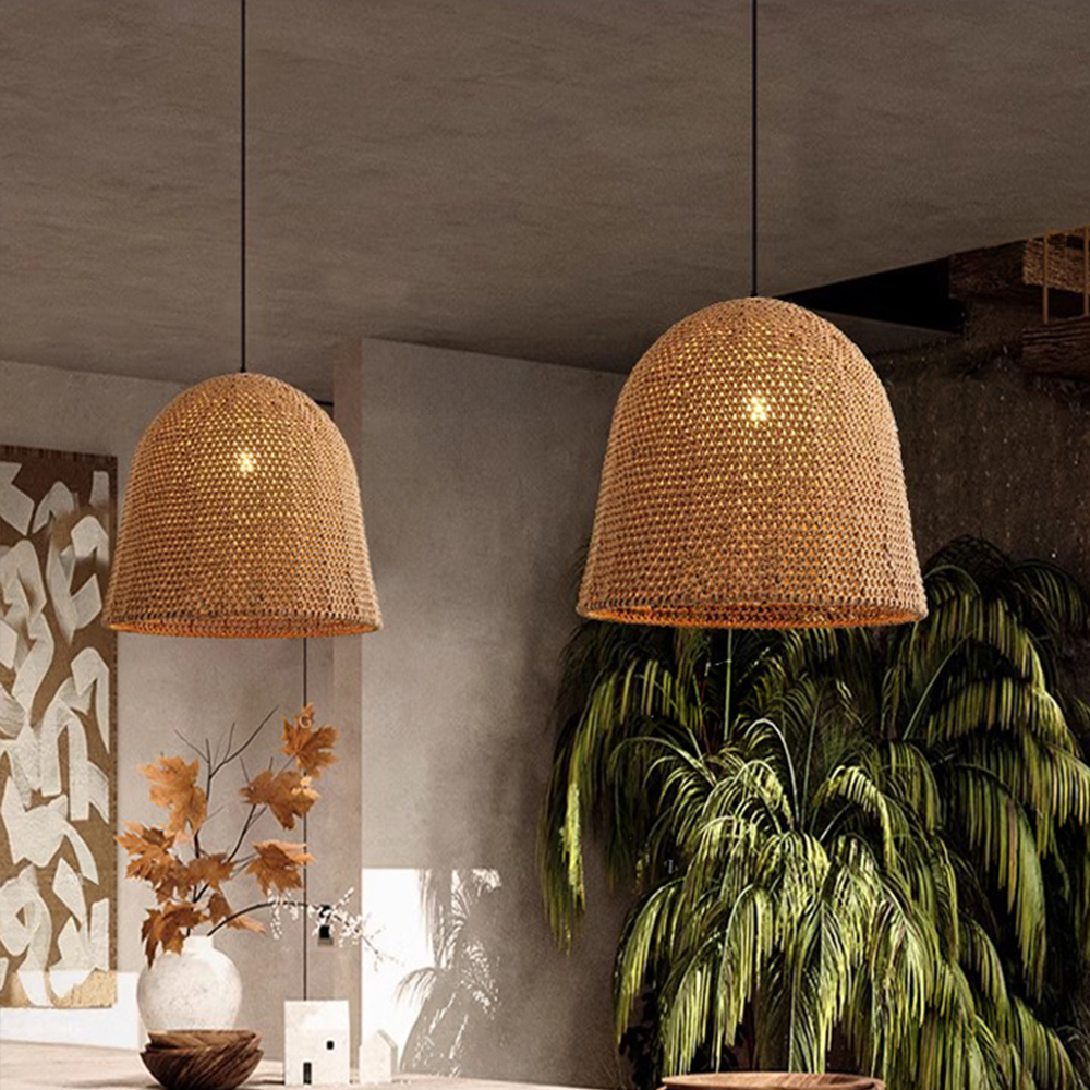 Wabi Sabi Retro Handwoven Pendant Light Homestay Restaurant Hemp Rope Lamp