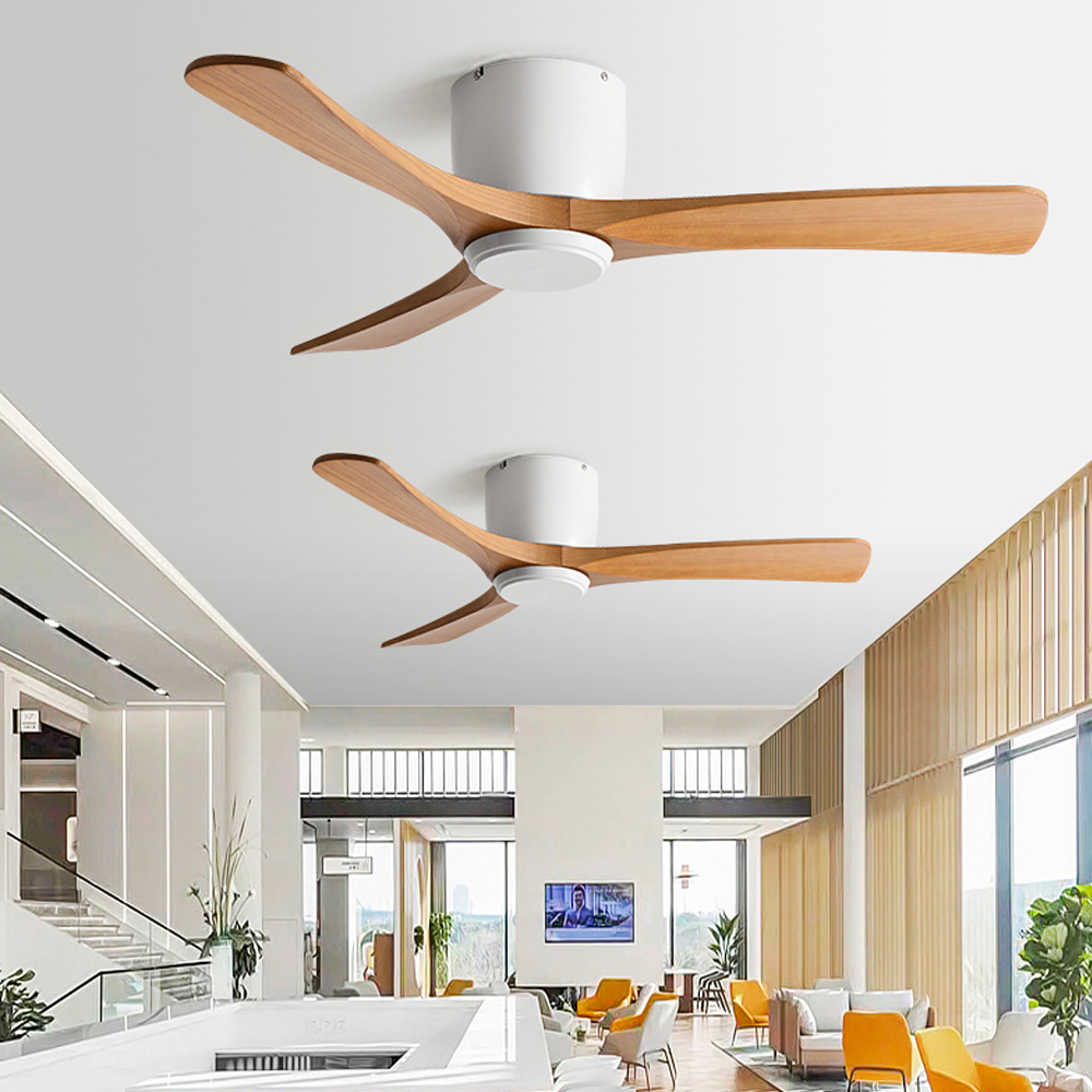 Ceiling Fan With Light Nordic Solid Wood LED Fan Lamp For Restaurant Living Room