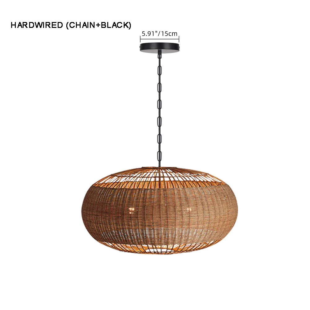 Coastal Home Lighting Kitchen Island Rattan Pendant Light Natural Retro Luxurious Chandelier Wabi-sabi Style