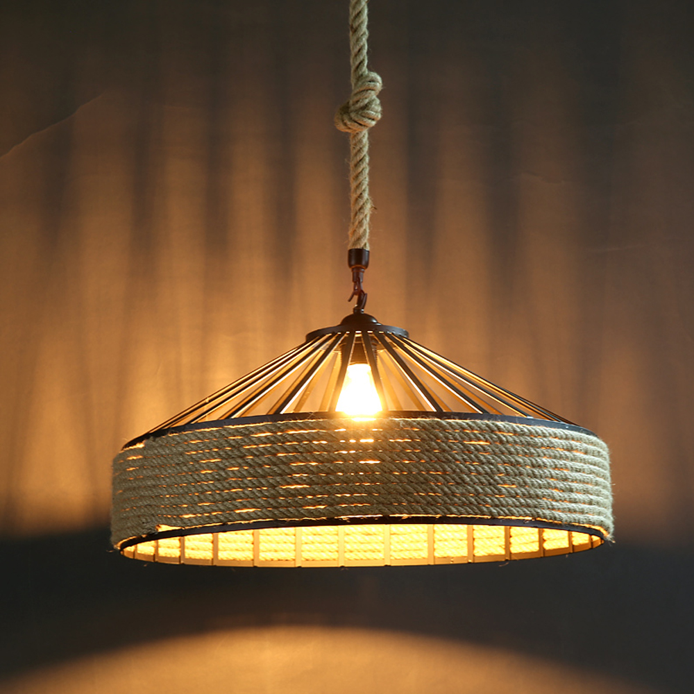 Industrial Style Country Hemp Rope Chandelier Cafe Restaurant Creative Decor