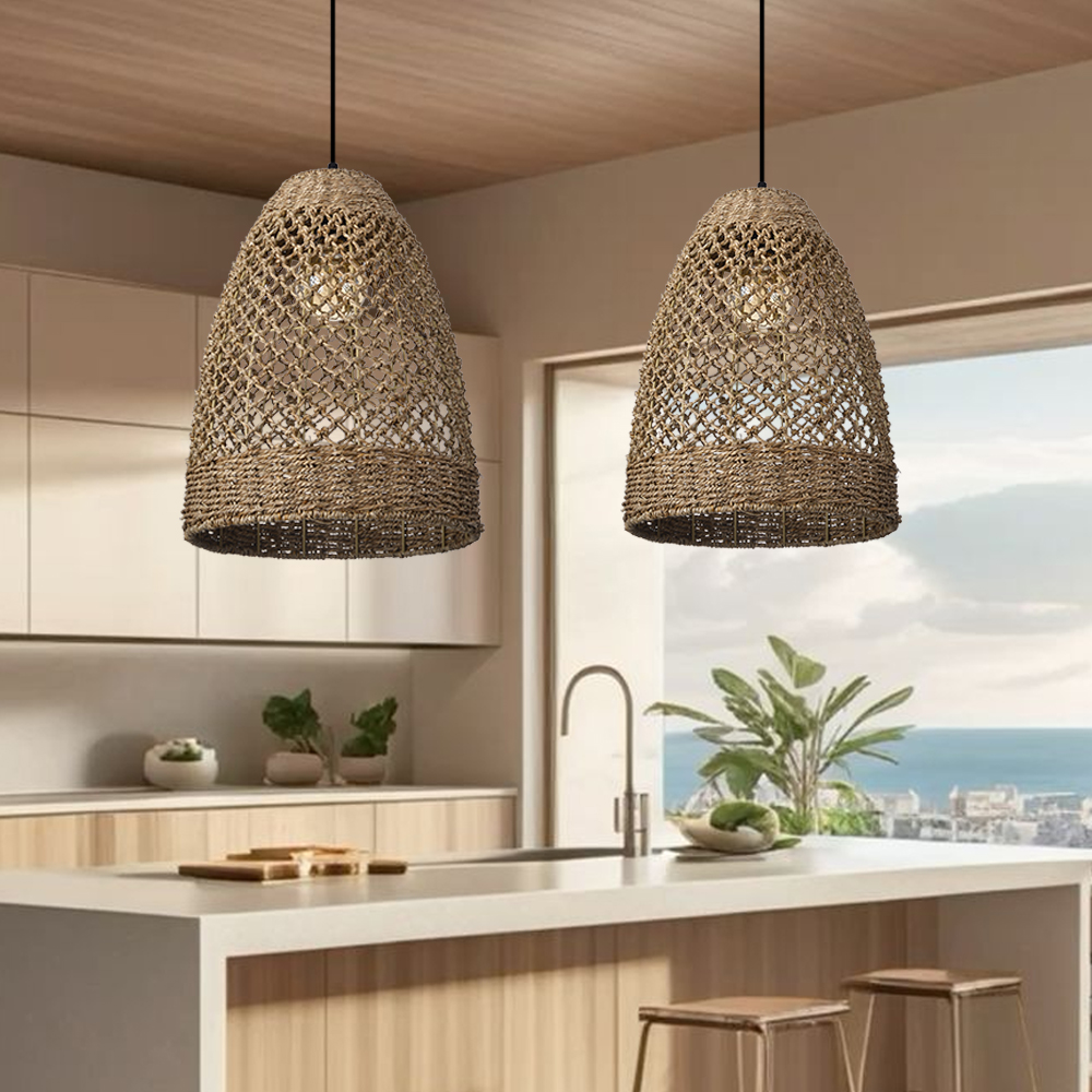 Dining Table Seagrass Chandelier Home Wabi-sabi Style Log Style Decorative Lamp