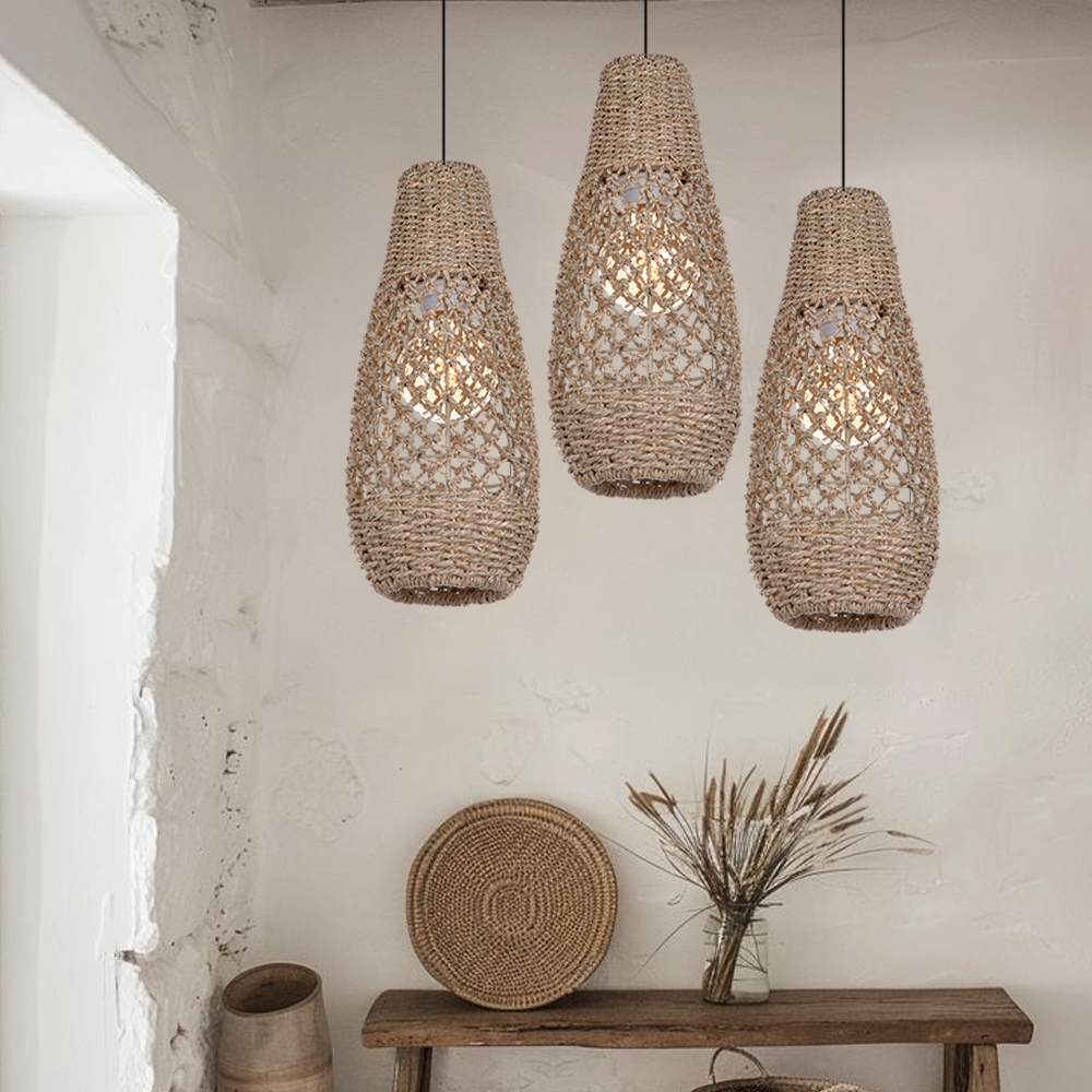 Classic Traditional Seagrass Pendant Light for Dining Room