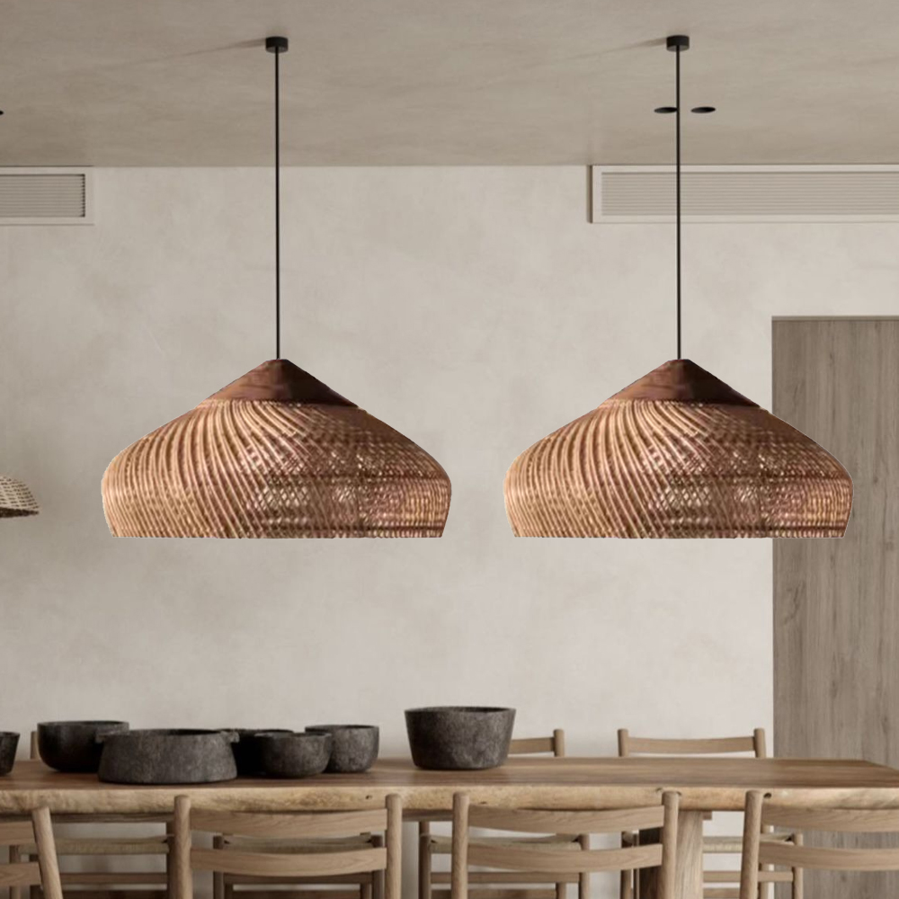 50% OFF Clearance Rattan Pendant Light Wabi Sabi Style Retro Dining Room Chandelier