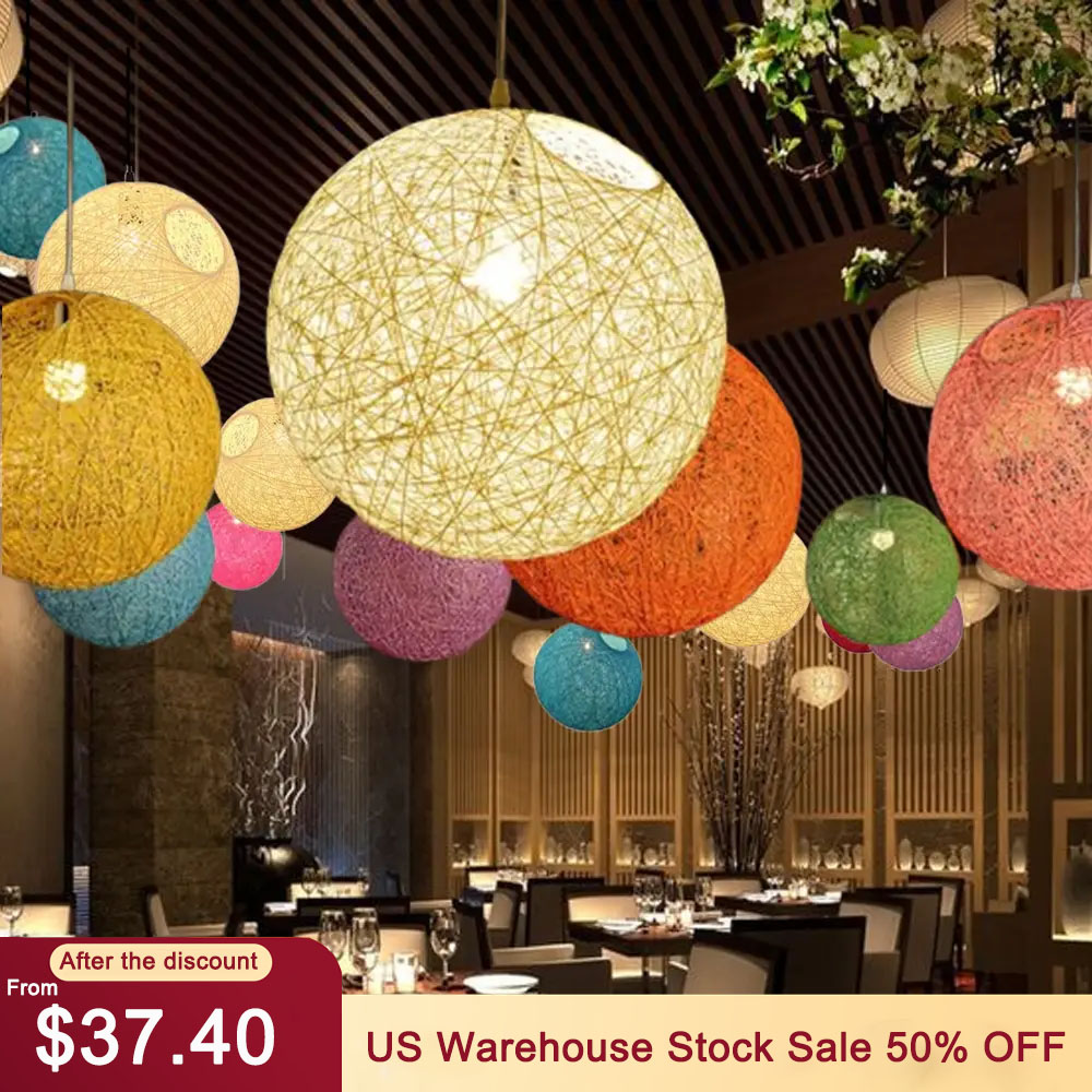 Creative Restaurant Ball Chandelier Rattan Weaving Bird's Nest Lamp
