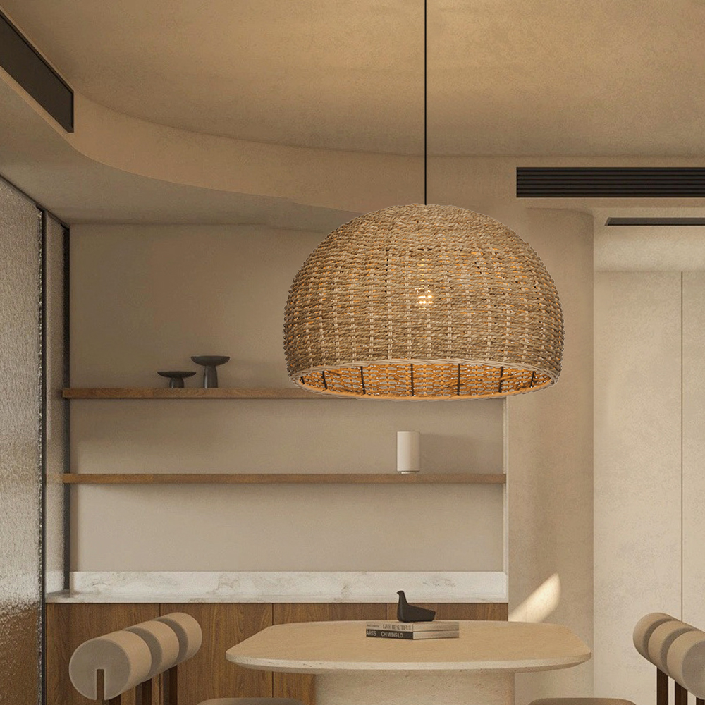 Handwoven Dome Seagrass Chandelier for Living Room