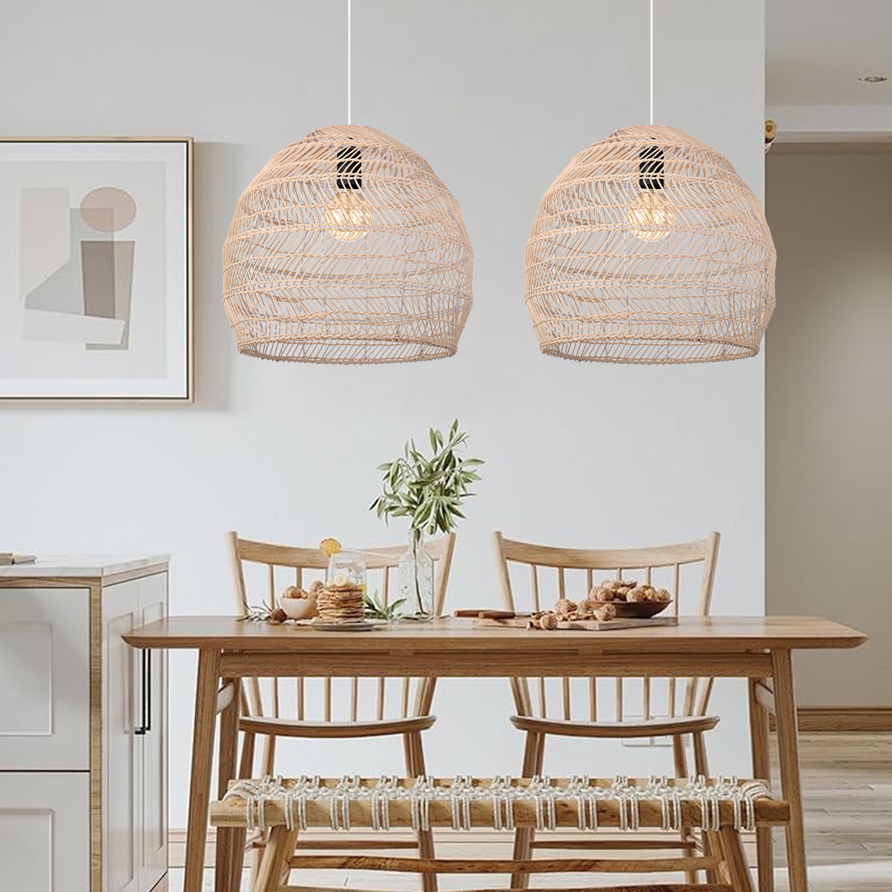 Scandinavian Artisan Pendant Rattan Lighting Fixture for Bedroom Dining Room