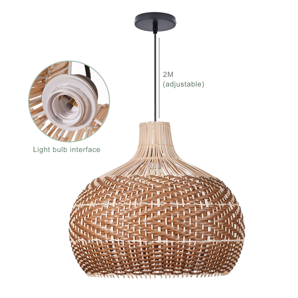 Brown Rattan Woven Hanging Ceiling Lighting Fixtures for Living Room