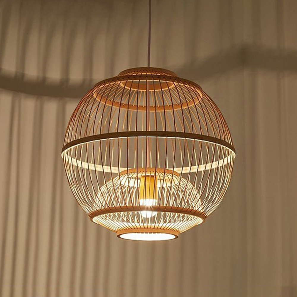 Lantern Pendant Lampshade Japanese Bamboo Hanging Light Fixture