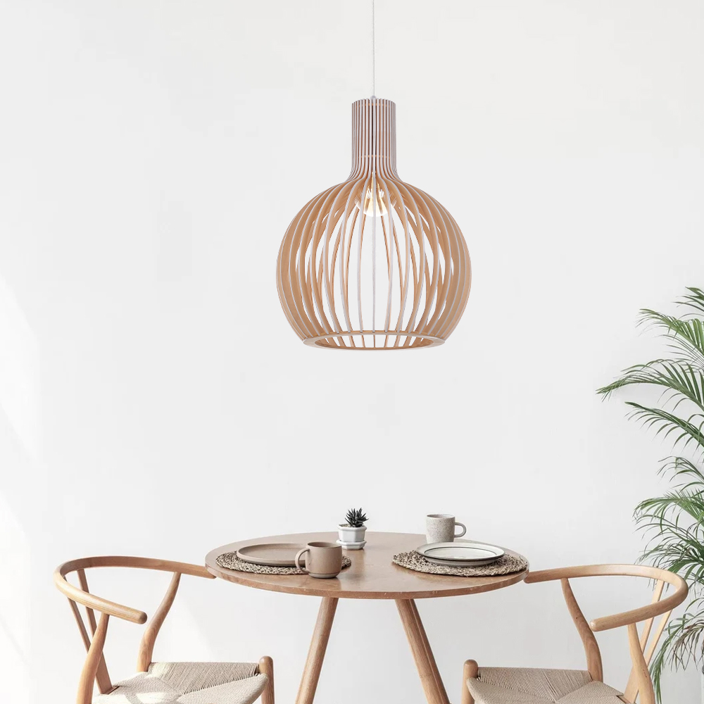 Small Chandelier White Wood Birdcage Pendant Lights