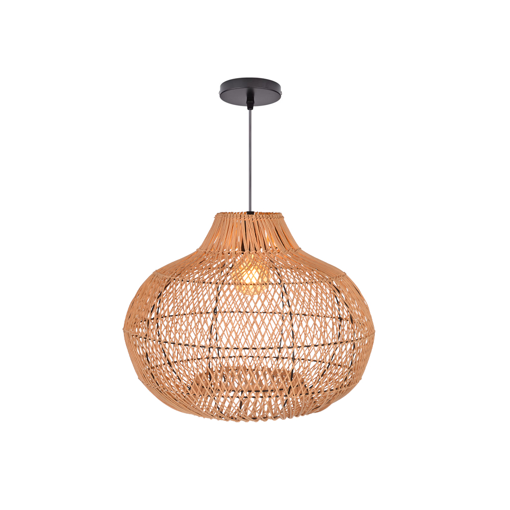 Modern Rattan Wicker Chandelier Adjustable E26 Hanging Lamp for Living Room Dining Room