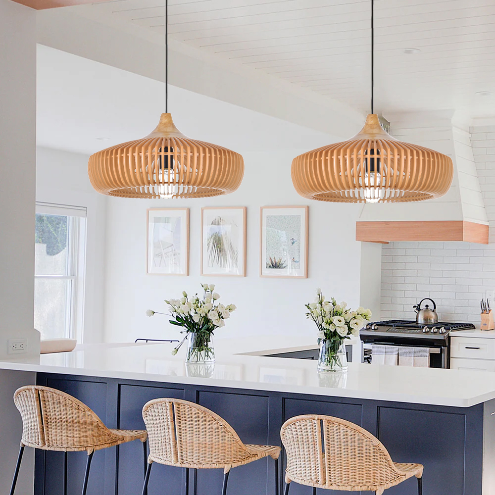 Japanese Rustic Farmhouse Wooden Pendant Light Restaurant Lamp