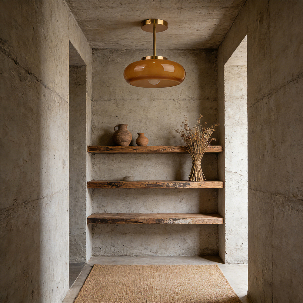 Mid Century Modern Entryway Glass Ceiling Light Fixture