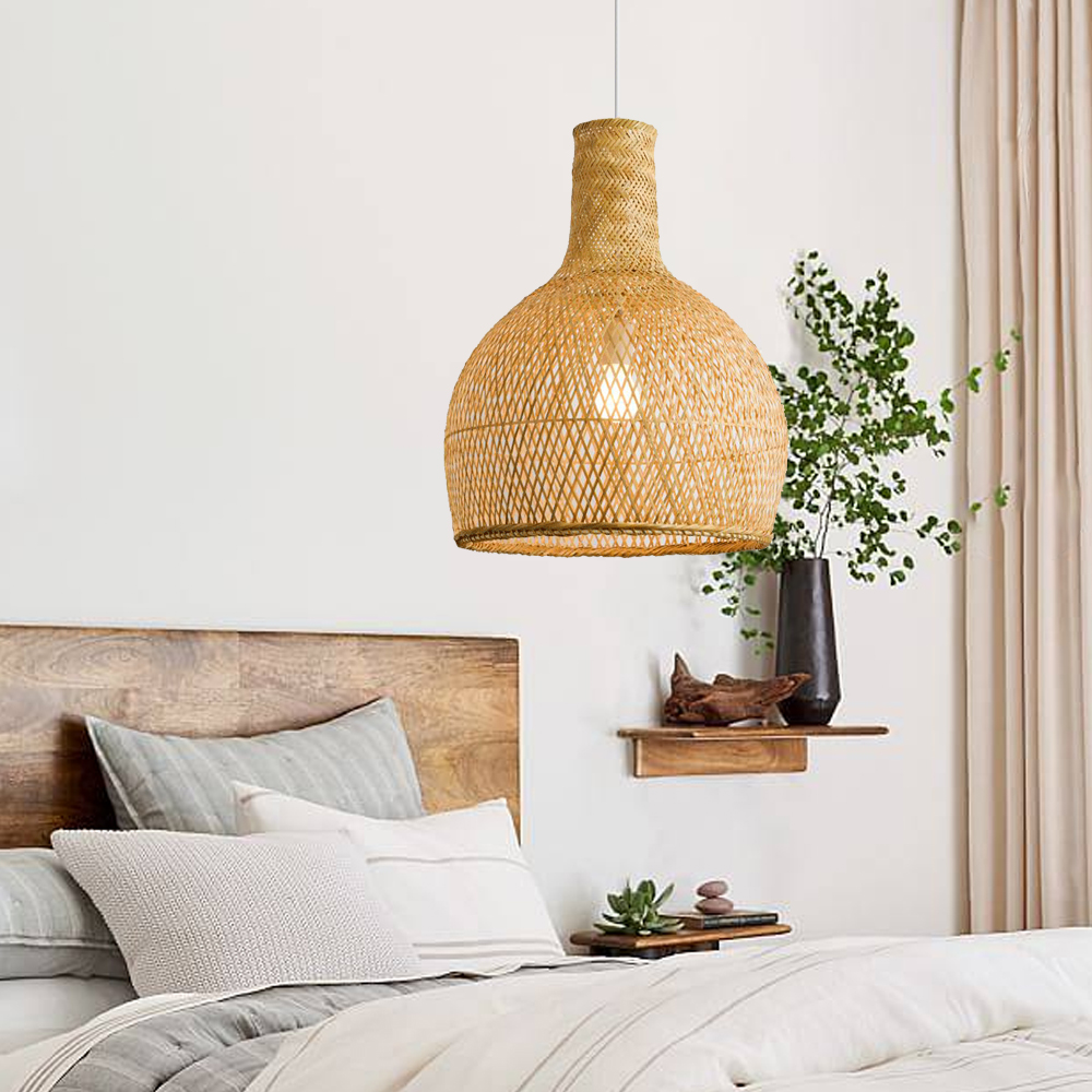 Modern Bamboo Hanging Lights Country Style Kitchen Bell Pendant Chandeliers