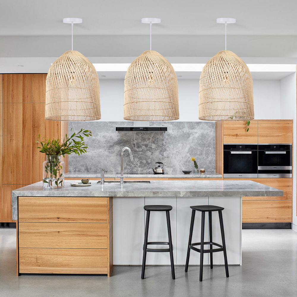 Unique Textured Ceiling Light Dining Room Decor Weave Black Rattan Lamp