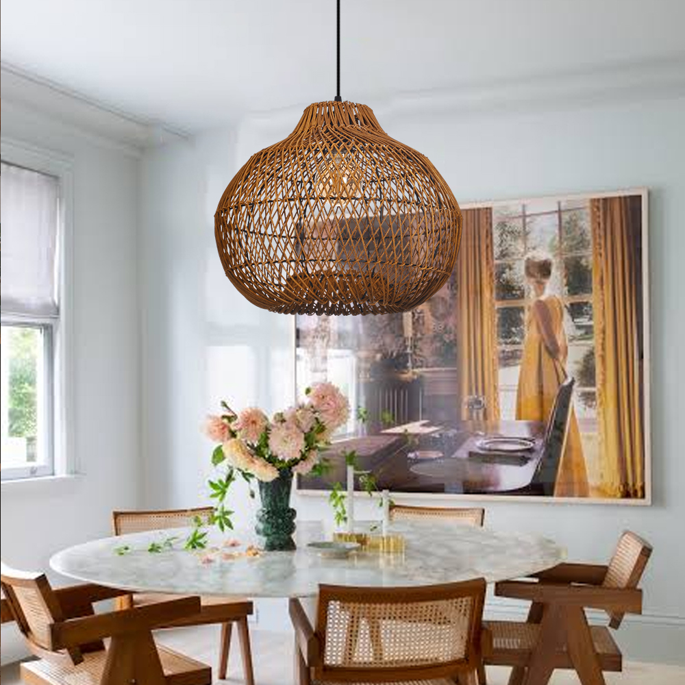 Ships from US Warehouse: Kitchen Island Natural Dark Rattan Hanging Light