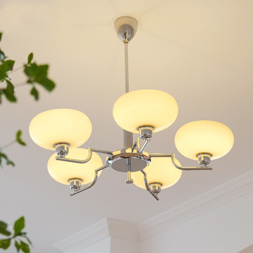 Bauhaus Living Room Milk White Glass Chandelier