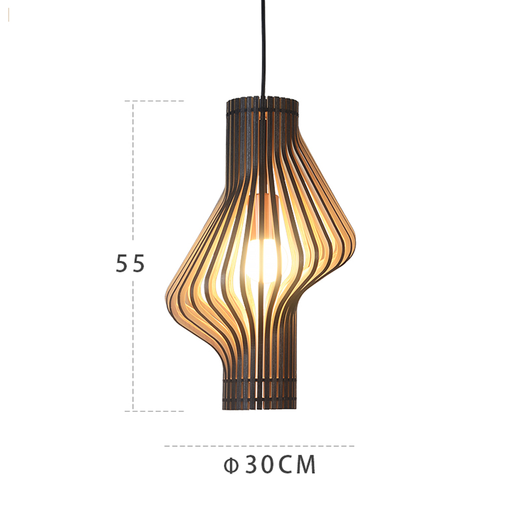 Creative Curved Surface Wooden Pendant Light Designer Art Light B&B Bedside Lamp