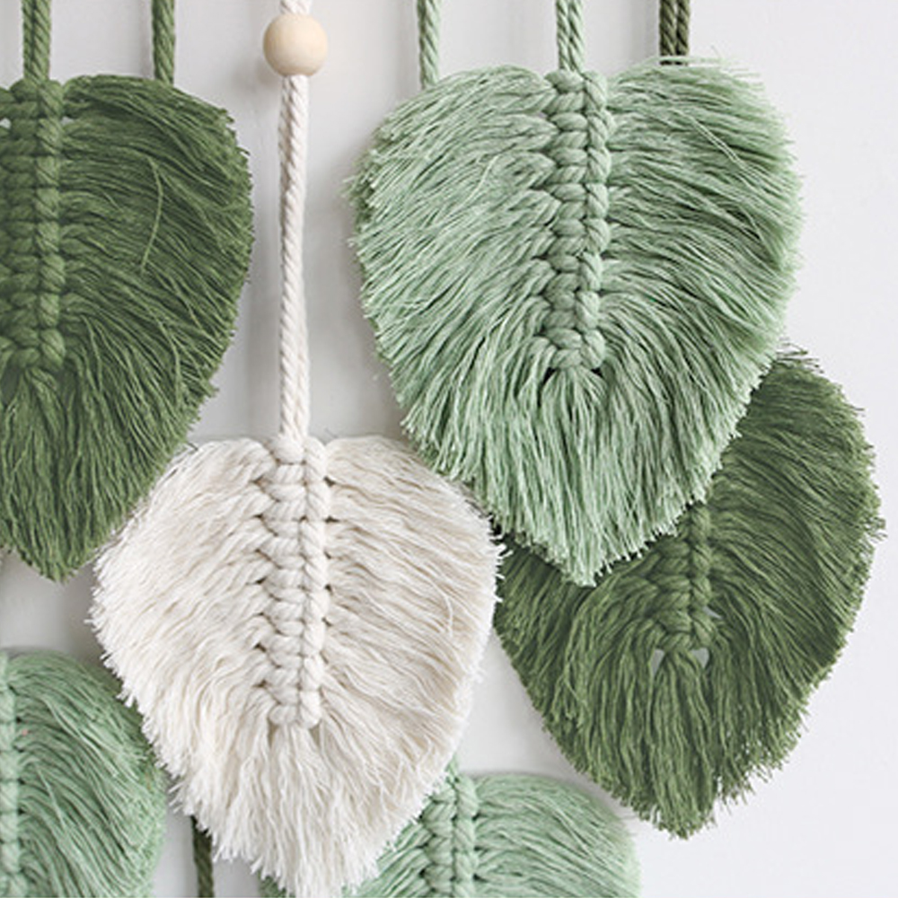 Bohemian Wall Decor Hand-woven Cotton Rope Leaf Tapestry Living Room Design