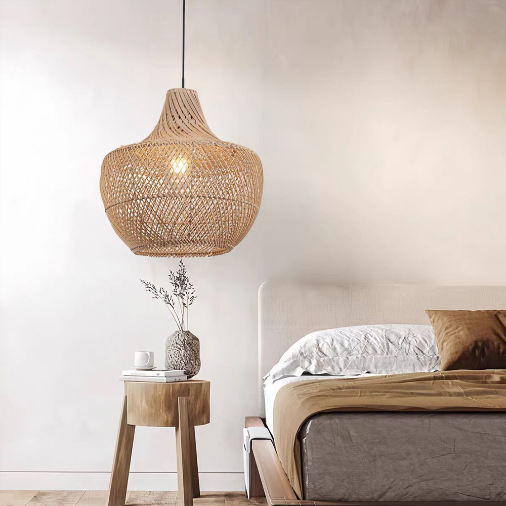 Southeast Asian Style Kitchen Island Rattan Weaving Pendant Light Bedside Chandelier