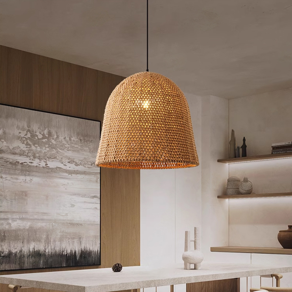 Wabi Sabi Retro Handwoven Pendant Light Homestay Restaurant Hemp Rope Lamp