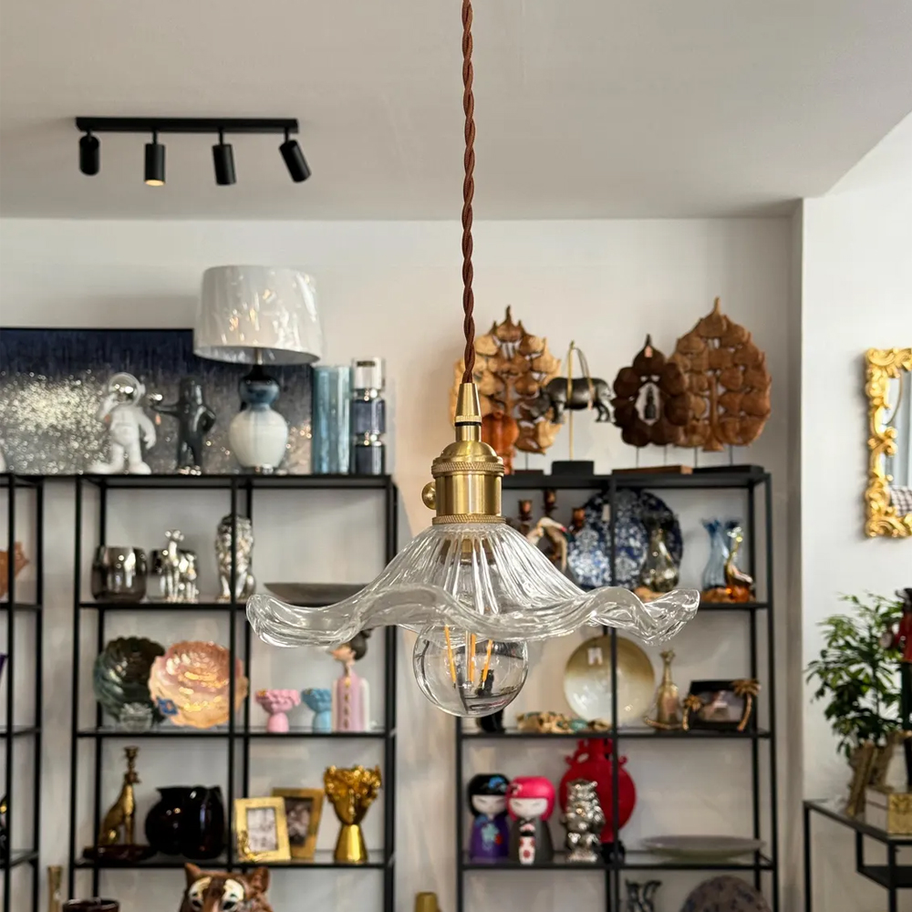 Mid Century Modern Flower Shape Glass Pendant Light Vintage Living Room Decor Lamps