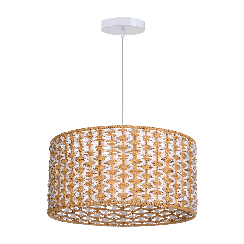 Bohemian Style Handwoven Paper Rope Pendant Lamp for Dining Room