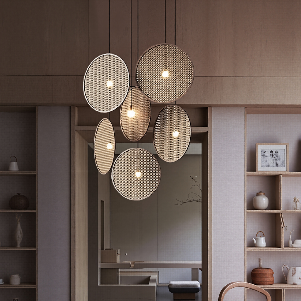 Zen Chandelier Japanese Living Room Dining Room Rattan Pendant Lights Homestay Retro Lamp