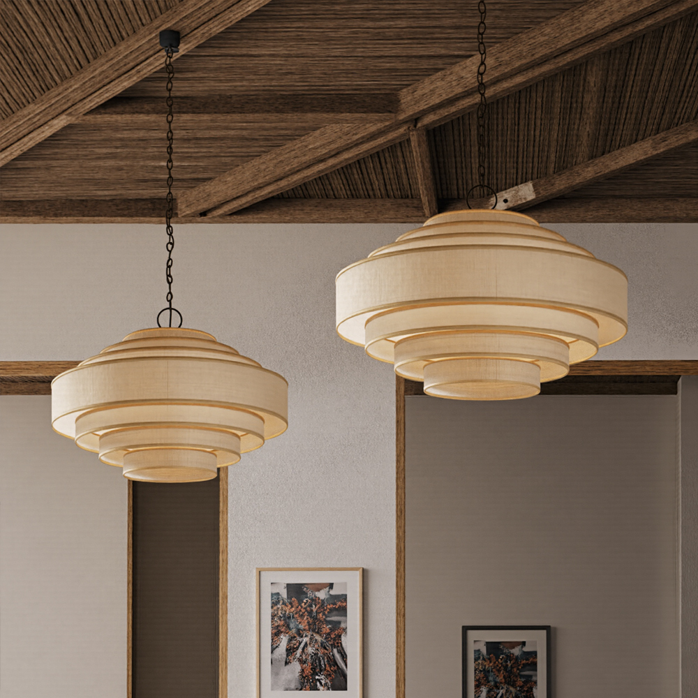 Wabi-sabi Retro Designer Pendant Lamp B&B Lobby Reception living Room Fabric Chandelier