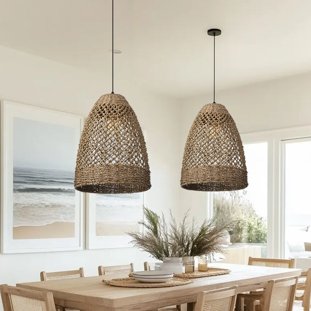 Dining Table Seagrass Chandelier Home Wabi-sabi Style Log Style Decorative Lamp