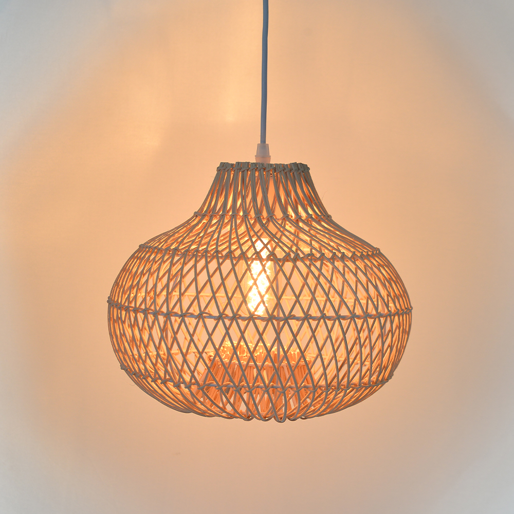 Minimalist Kitchen Counter Rattan Pendant Light Living Room Decor Lampshade