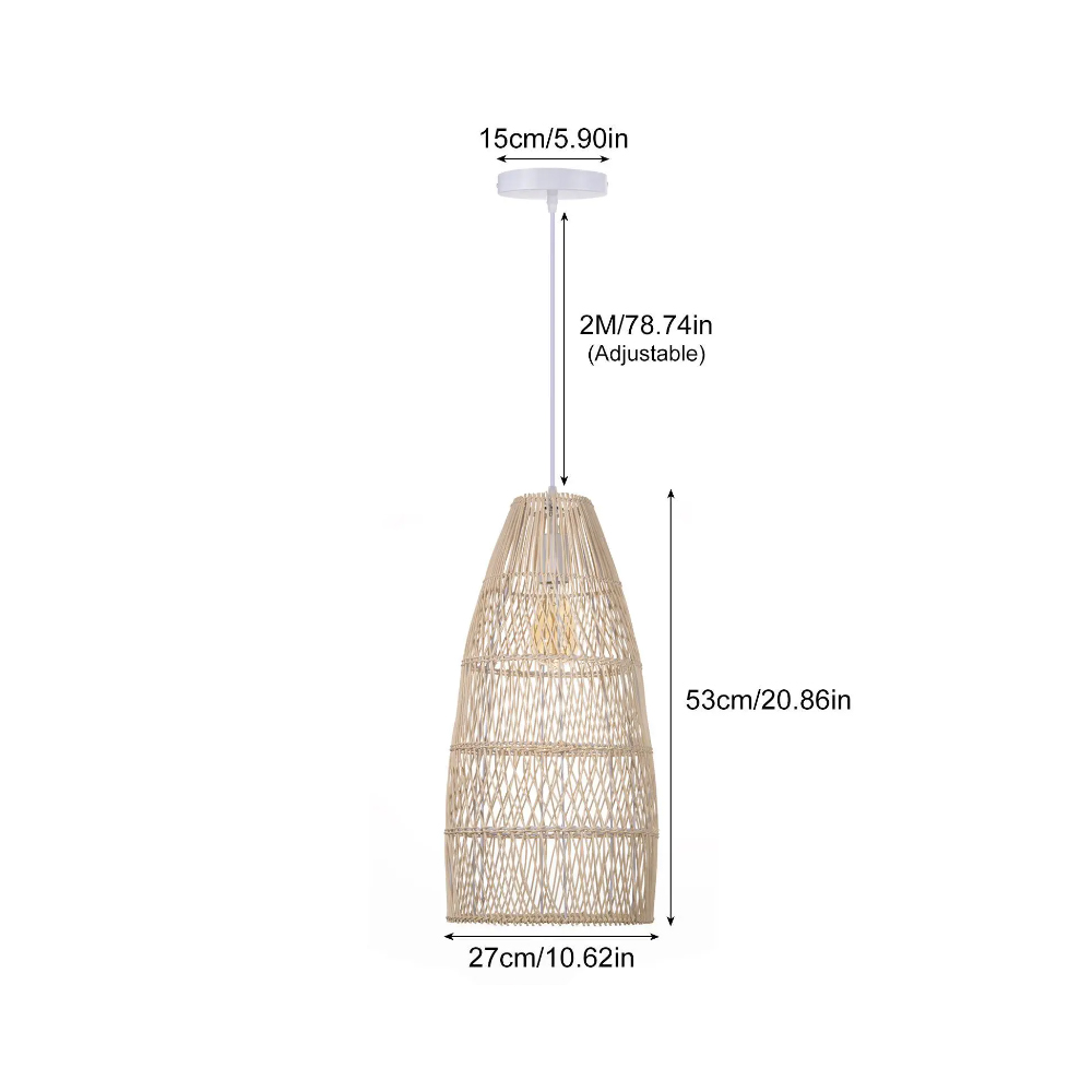 Wabi-Sabi Style Wicker Hanging Lighting Adjustable Rattan Pendant Lamp