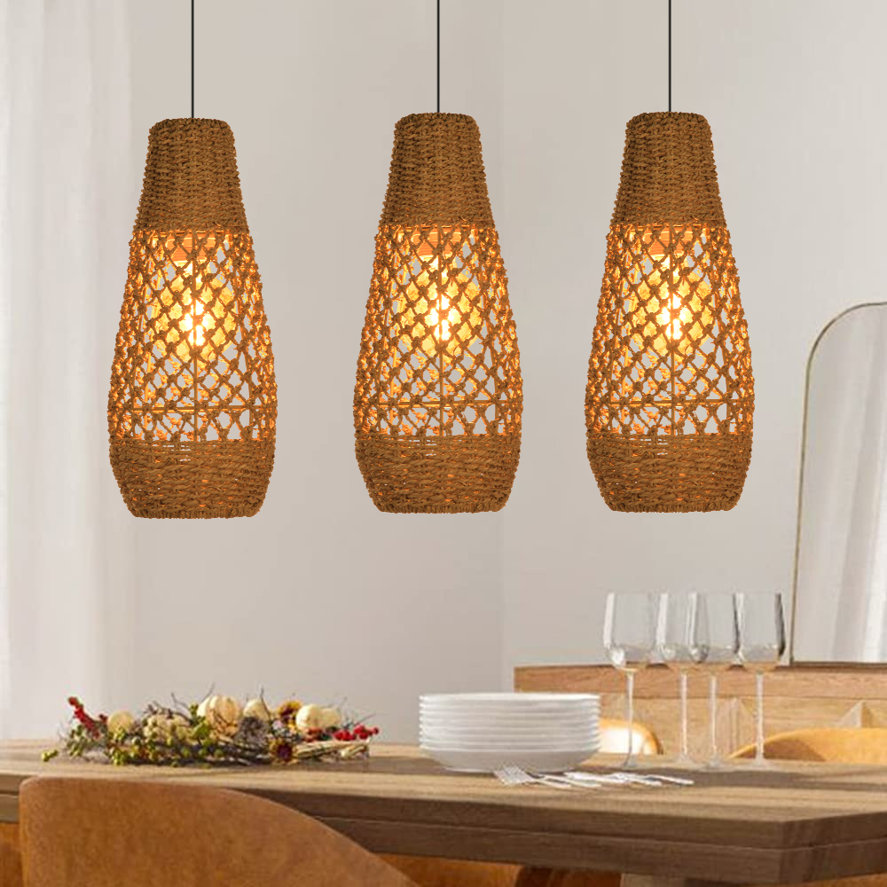 Classic Traditional Seagrass Pendant Light for Dining Room