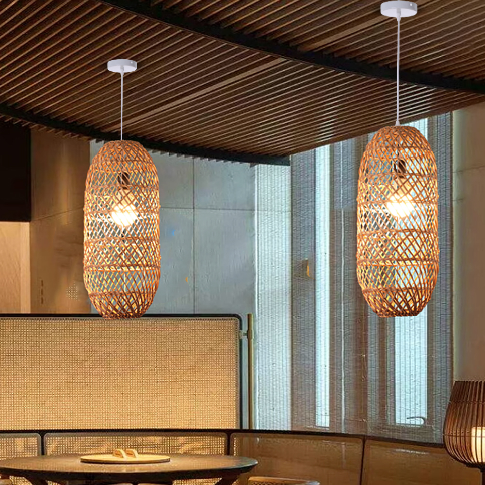 Villa Staircase Combination Rattan Chandeliers Wabi-sabi Pastoral Style Homestay Restaurant Lamps