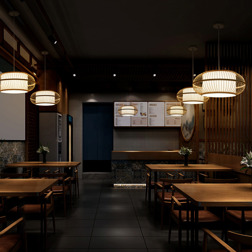 Artistic Bamboo Hanging Lamp Creative New Chinese Zen Restaurant Chandelier
