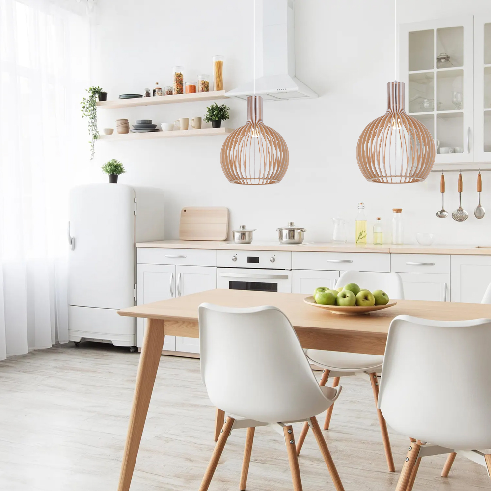 Small Chandelier White Wood Birdcage Pendant Lights