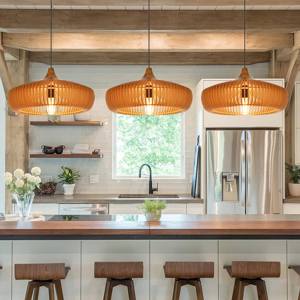 Japanese Rustic Farmhouse Wooden Pendant Light Restaurant Lamp