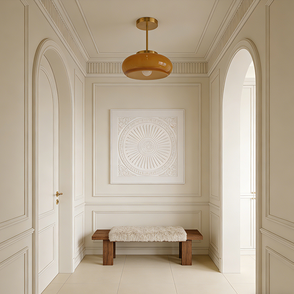 Mid Century Modern Entryway Glass Ceiling Light Fixture