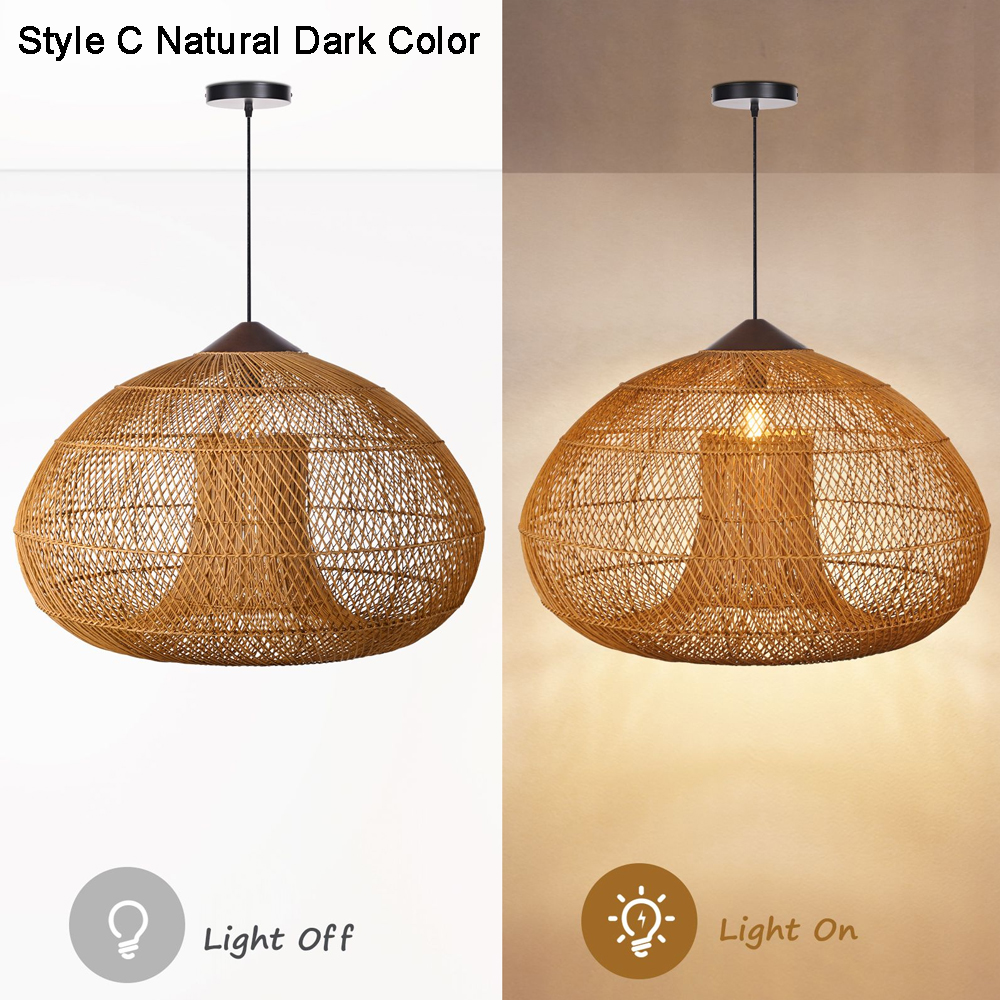 Rattan Pendant Light Wabi Sabi Style Retro Dining Room Chandelier