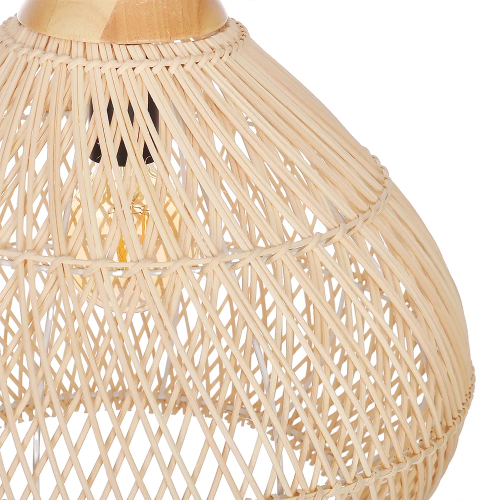 Wabi-Sabi Style Rattan Pendant Light for Living Room Round Base Three-Light Design