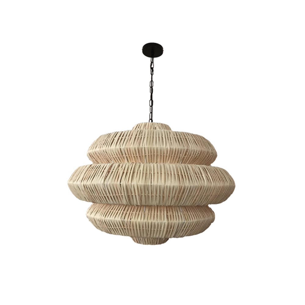 Oversize Rattan Chandelier For Spacious Space Wabi-sabi Retro Lighting fixture