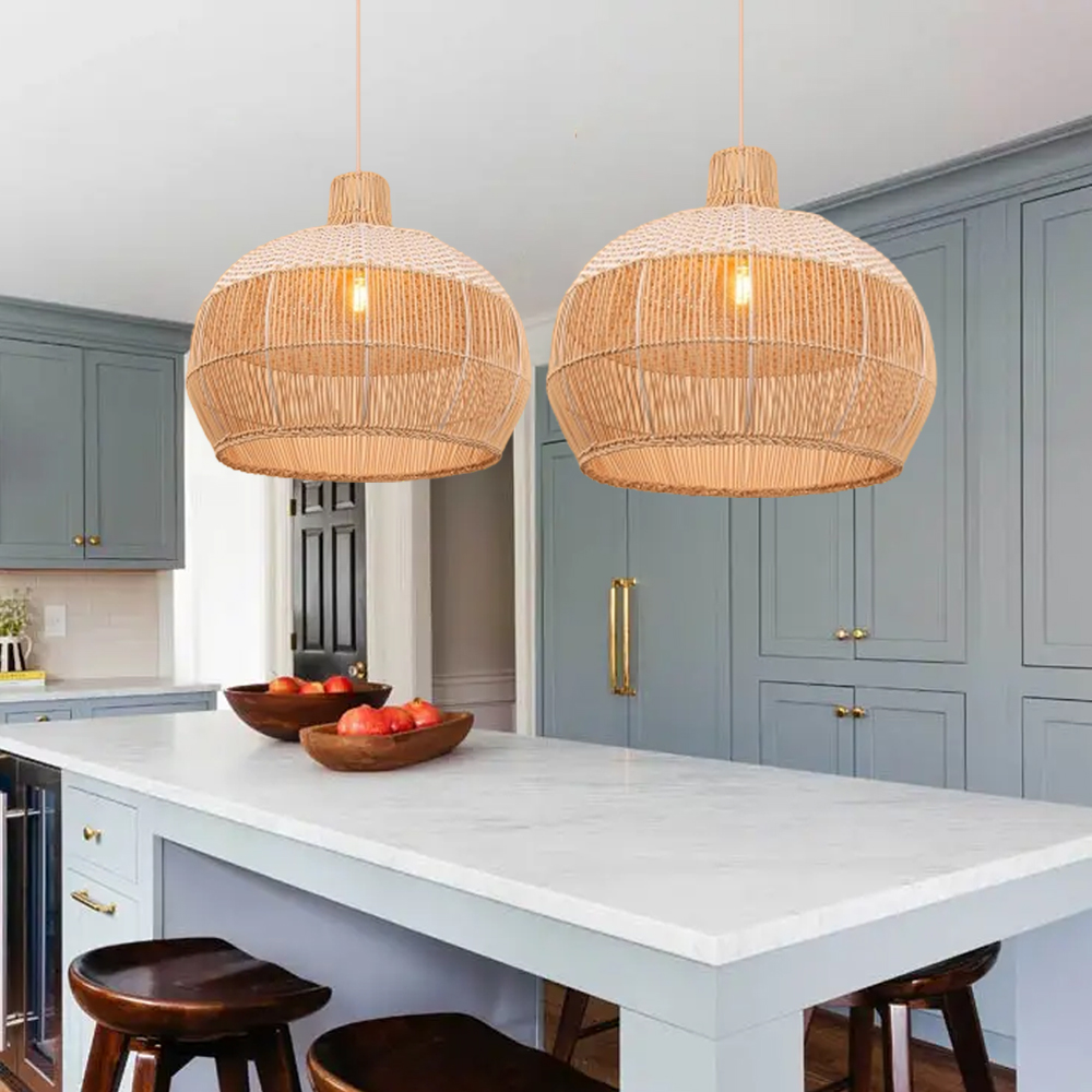 Handwoven Rattan Kitchen Island Pendant Lighting