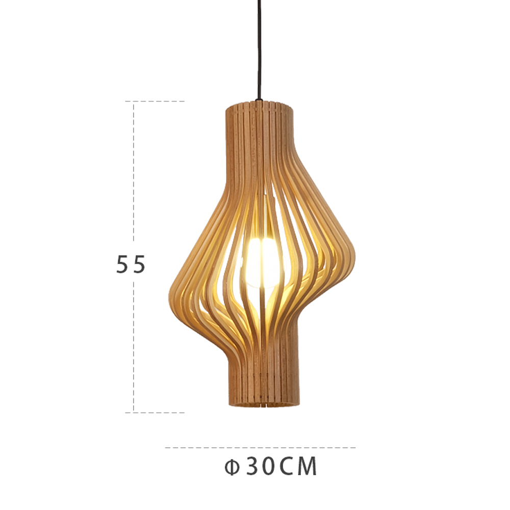 Creative Curved Surface Wooden Pendant Light Designer Art Light B&B Bedside Lamp